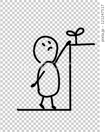 背伸びをする人のゆるいイラスト 背伸びをする人のゆるいイラスト 121247517