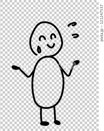 愛想笑いをしている人のゆるいイラスト 121247537