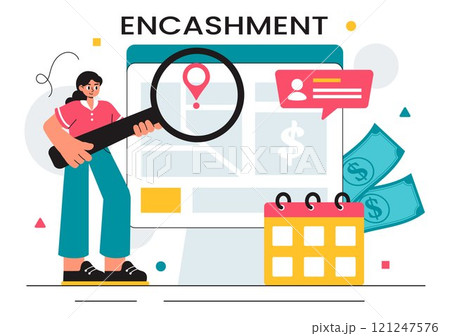 Encashment Vector Illustration featuring Employees Receiving Payment or Financial Compensation from Banking Collections in a Flat Style Background Encashment Vector Illustration featuring Employees Receiving Payment or Financial Compensation from Banking Collections in a Flat Style Background 121247576