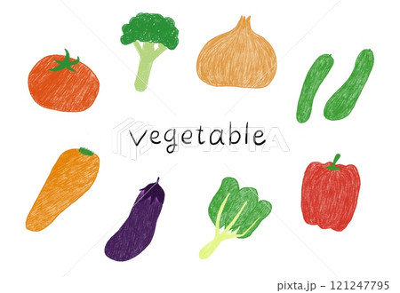 野菜 色鉛筆風デジタルイラスト8種セット 121247795