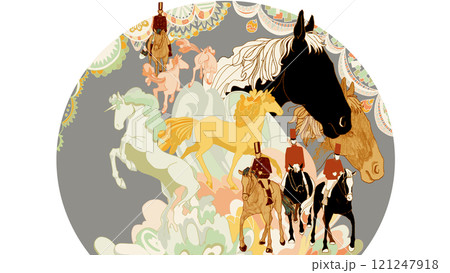 騎兵、馬のイメージイラスト 騎兵、馬のイメージイラスト 121247918