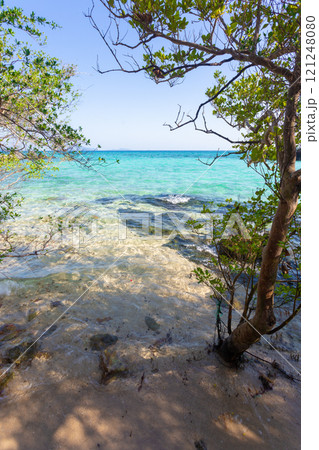 BeautifBeautiful sea, clear water and a clean white sand beach at Koh Kham is small island, near Koh Maul sea, clear water and a clean white sand beach at Koh Kham is small island, near Koh Mak,  Trat 121248080