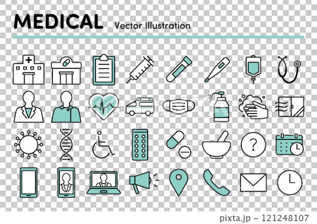 Medical icons and icon sets for medical websites 121248107