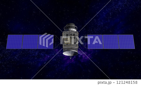 人工衛星　宇宙　GPS　衛星通信　ソーラーパネル 121248158