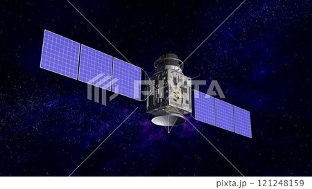 人工衛星　宇宙　GPS　衛星通信　ソーラーパネル 121248159