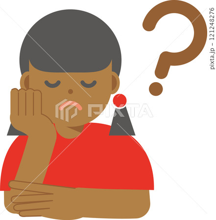 考える、疑問に思う女性のイラスト 考える、疑問に思う女性のイラスト 121248276
