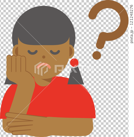 考える、疑問に思う女性のイラスト 考える、疑問に思う女性のイラスト 121248276