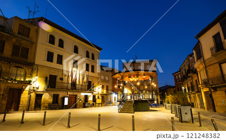 Late evening in central square of city Cenicero in province of La Rioja Late evening in central square of city Cenicero in province of La Rioja 121248382