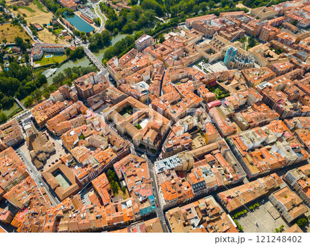 Panoramic view from the drone on the city Palencia. Spain Panoramic view from the drone on the city Palencia. Spain 121248402