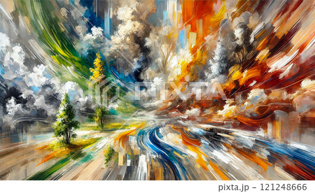 四季の風景と色彩の流れ - 自然が織りなす美しいアート 121248666