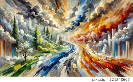四季の風景と色彩の流れ - 自然が織りなす美しいアート 121248667