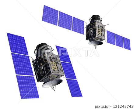 人工衛星セット　GPS　衛星通信　素材　切り抜き 121248742