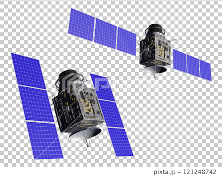 人工衛星セット　GPS　衛星通信　素材　切り抜き 121248742