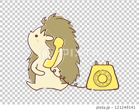 電話をかけるハリネズミのイラスト 121249141