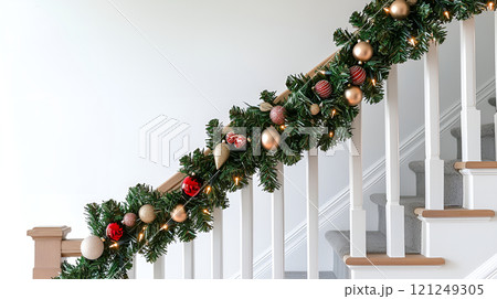decorated tree in a room 121249305