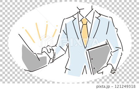 商務人士握手的簡單線條畫圖 121249318