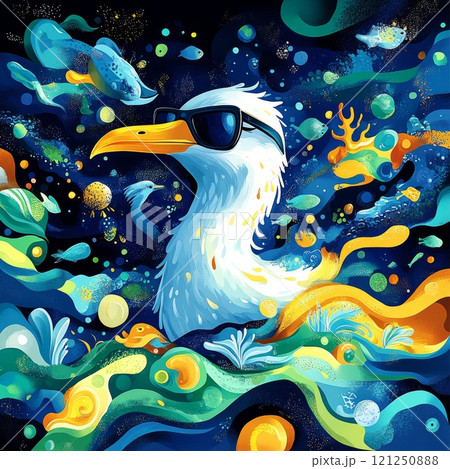 海の深さを表現した鮮やかなイラスト 海の深さを表現した鮮やかなイラスト 121250888