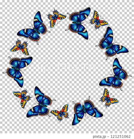 Butterfly old style vintage circle frame for design 121251062