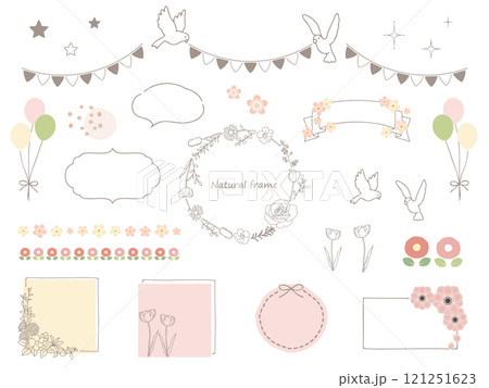 春にぴったりな手描きの可愛いイラスト素材セット 121251623