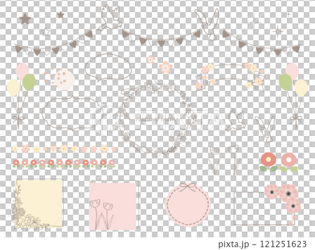 春にぴったりな手描きの可愛いイラスト素材セット 121251623