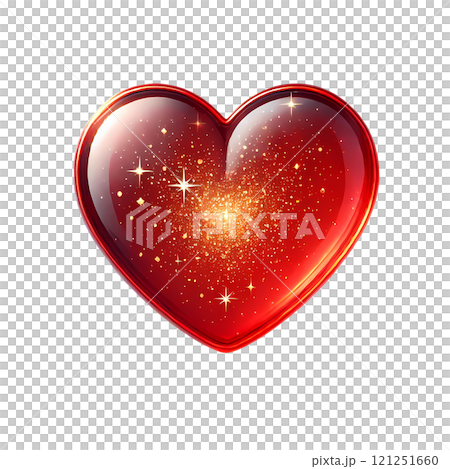 red heart with golden glitter texture 121251660