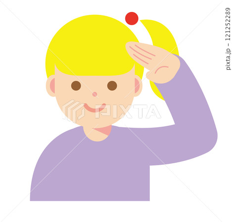 敬礼する笑顔の女性のイラスト 121252289