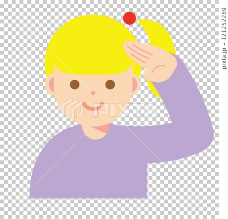 敬礼する笑顔の女性のイラスト 121252289