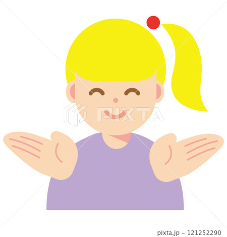 両手を広げる笑顔の女性のイラスト 両手を広げる笑顔の女性のイラスト 121252290