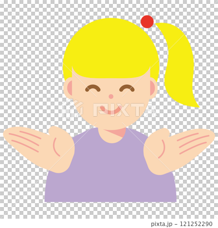 両手を広げる笑顔の女性のイラスト 両手を広げる笑顔の女性のイラスト 121252290