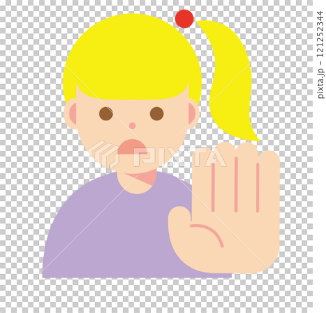 Illustration of a woman refusing or stopping Illustration of a woman refusing or stopping 121252344