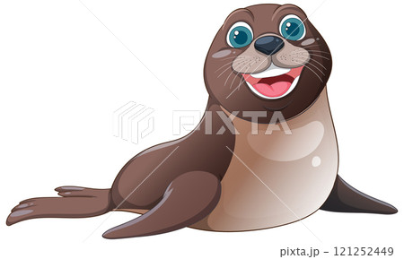 Happy Cartoon Sea Creature Illustration 121252449