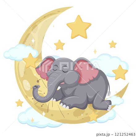 Elephant Dreaming on a Crescent Moon Elephant Dreaming on a Crescent Moon 121252463