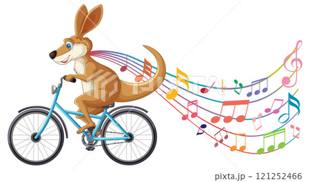 Kangaroo Cycling with Musical Notes Kangaroo Cycling with Musical Notes 121252466