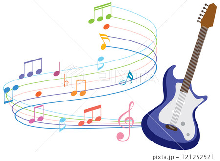 Colorful Music Notes and Electric Guitar Colorful Music Notes and Electric Guitar 121252521