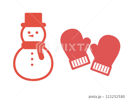 雪だるま　手袋　アイコン 121252580