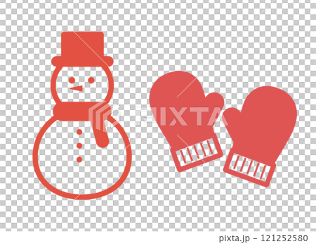 雪だるま　手袋　アイコン 121252580