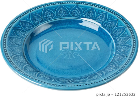 blue plate on white background 121252632