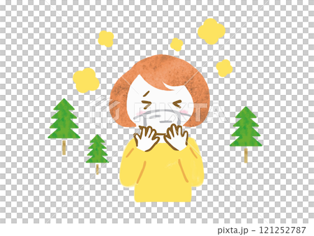 Hand-drawn illustration of a woman suffering from pollen allergies Hand-drawn illustration of a woman suffering from pollen allergies 121252787