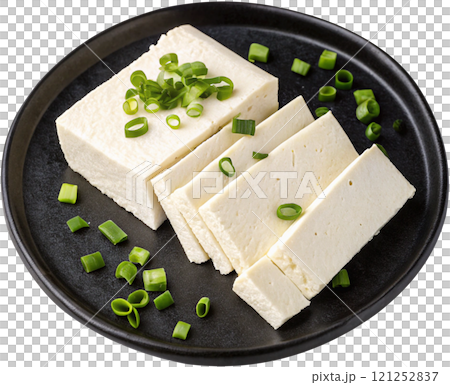 tofu cheese on black plate 121252837