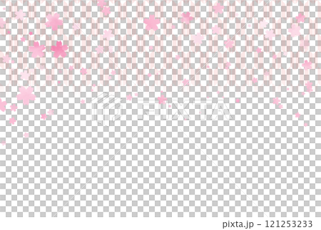 青みの淡いピンクの矢絣に桜が舞う背景 121253233