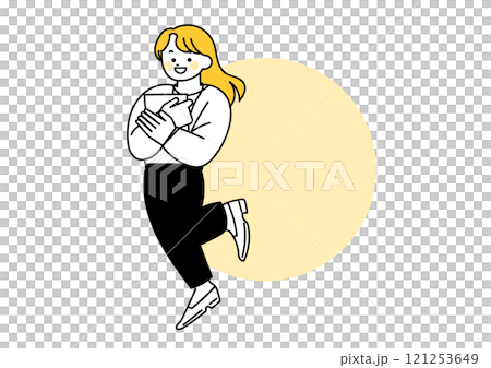 女上班族跳躍的框架 121253649