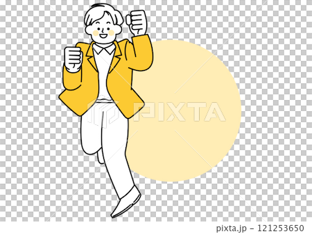 Frame of a male office worker jumping Frame of a male office worker jumping 121253650