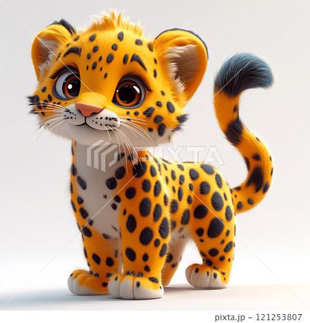 かわいいヒョウの3Dアニメ風キャラクターイラスト 121253807
