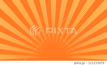 集中線　ドット　オレンジ　16:9 121253879