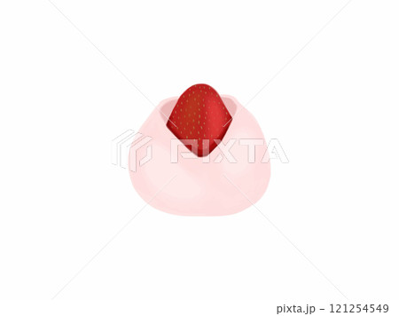 頭が出たリアルないちご大福のイラスト 121254549