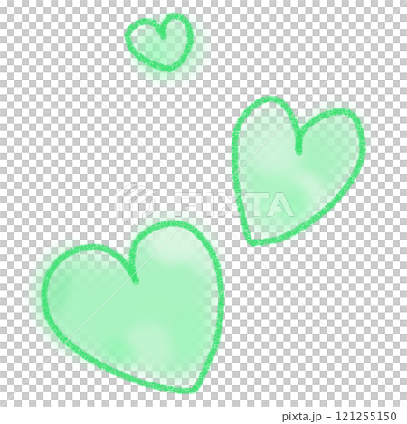 緑の手描きのハート 121255150