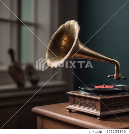 vintage antique gramophone 121255166