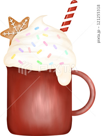 Red cup with wipe cream for Christmas Red cup with wipe cream for Christmas 121255318