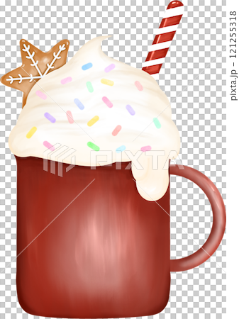 Red cup with wipe cream for Christmas 121255318