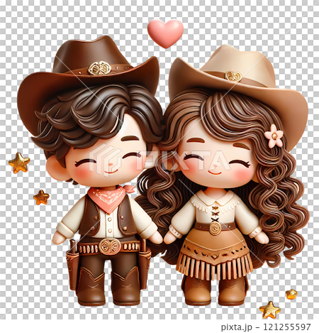 cowboy and girl doll 121255597